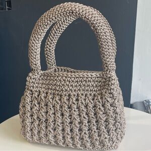 Handcrafted Crochet Tote Bag in Taupe